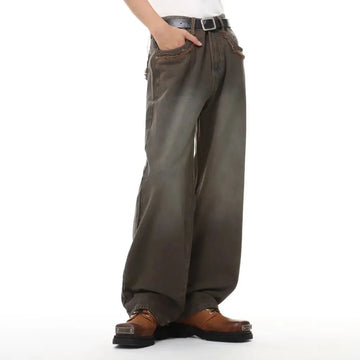 Aidase Mens Jeans Washed Casual Pants Spring And Autumn Niche American Streetwear Retro Versatile Trendy Trousers Men'S Clothing 2024 aidase-shop